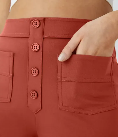 DayStretch High Waisted Pockets Straight Leg Casual Pants