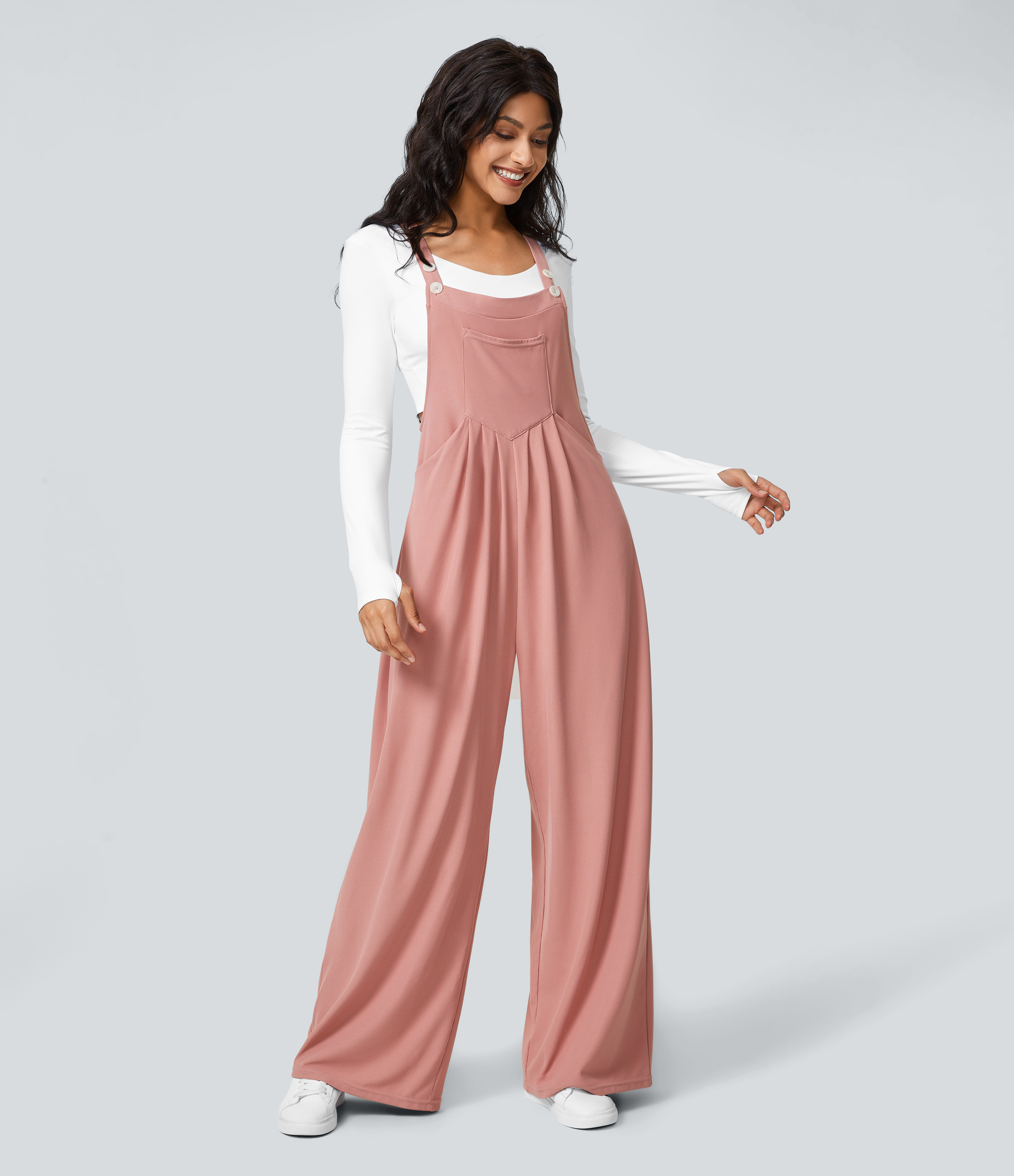 Pockets Waffle Casual Overalls