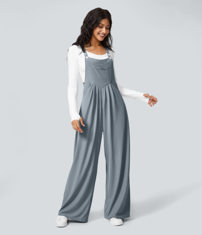 Pockets Waffle Casual Overalls