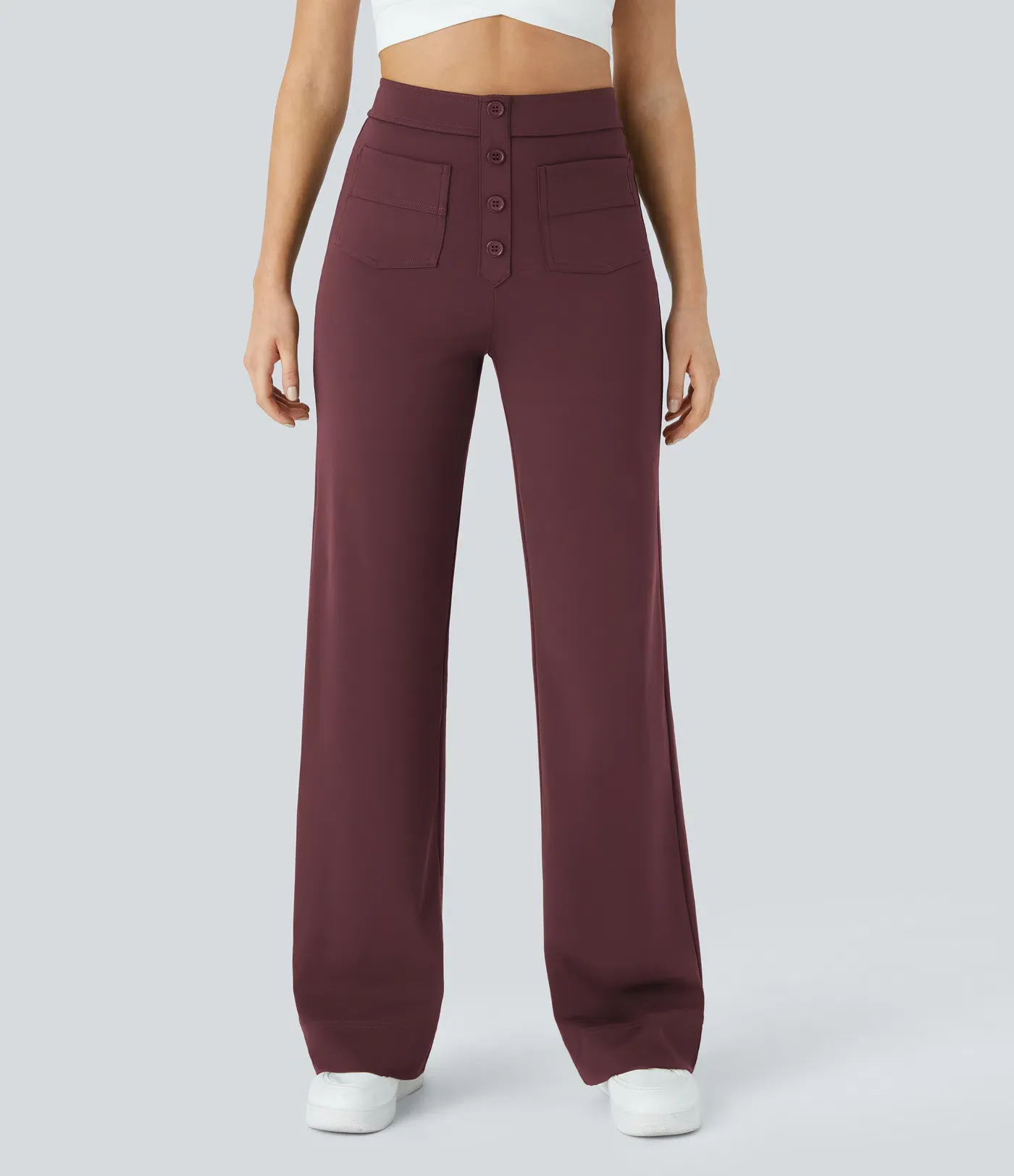 DayStretch High Waisted Pockets Straight Leg Casual Pants