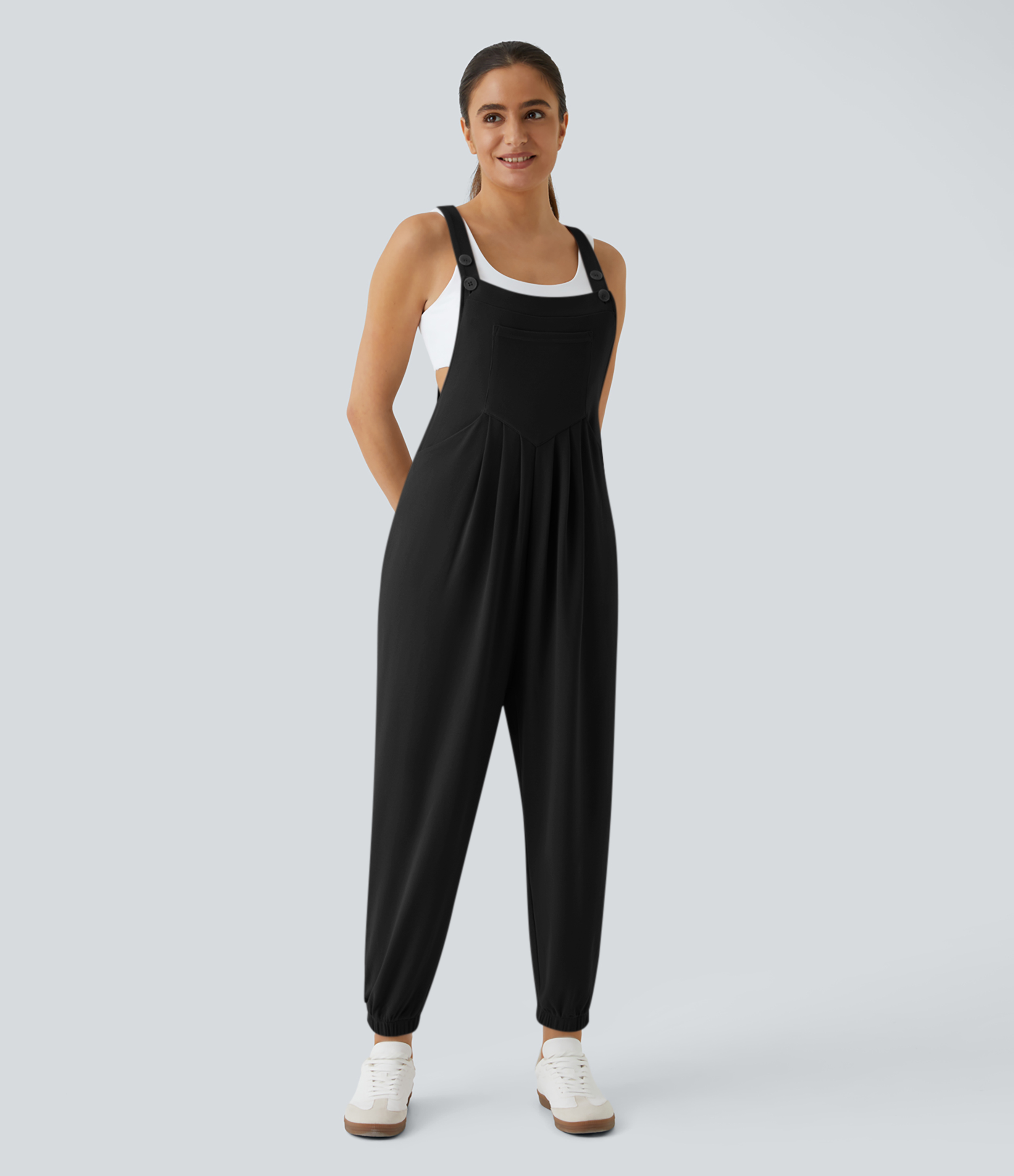 Pockets Waffle Casual Jogger Overalls