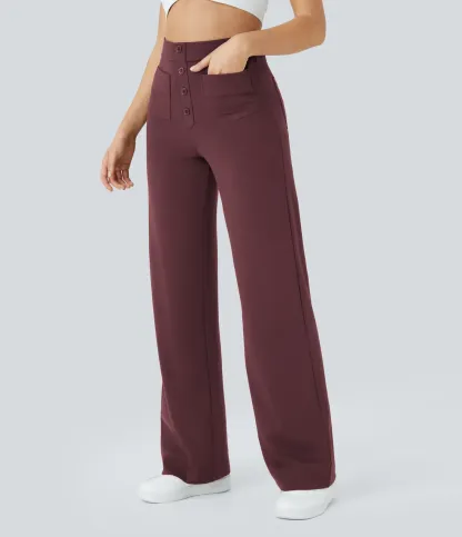 DayStretch High Waisted Pockets Straight Leg Casual Pants