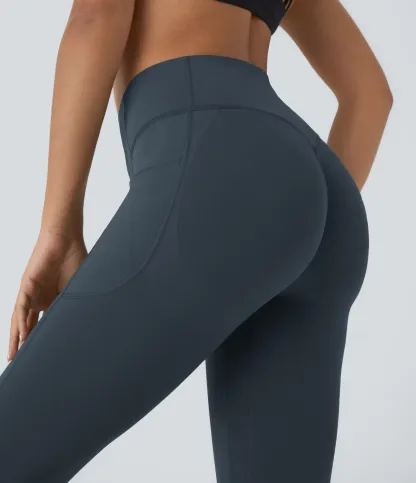 High Waisted Scrunch Butt Lifting Tummy Control Pocket Shaping Capri Training Leggings