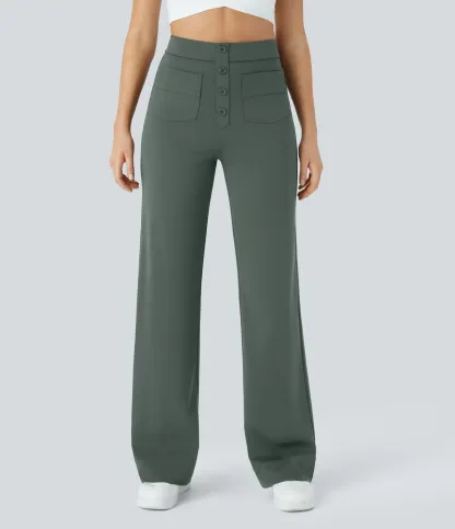 DayStretch High Waisted Pockets Straight Leg Casual Pants