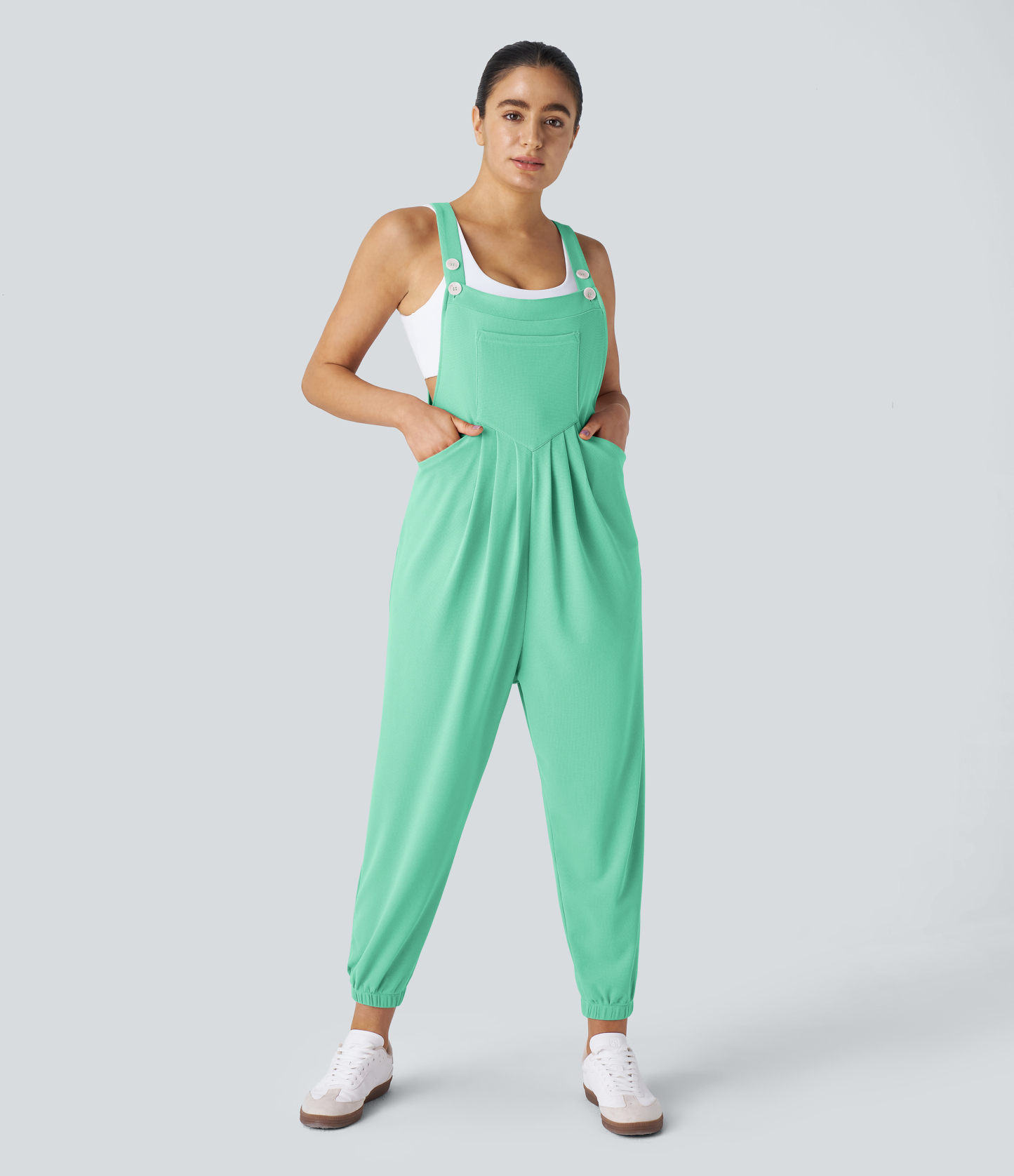 Pockets Waffle Casual Jogger Overalls