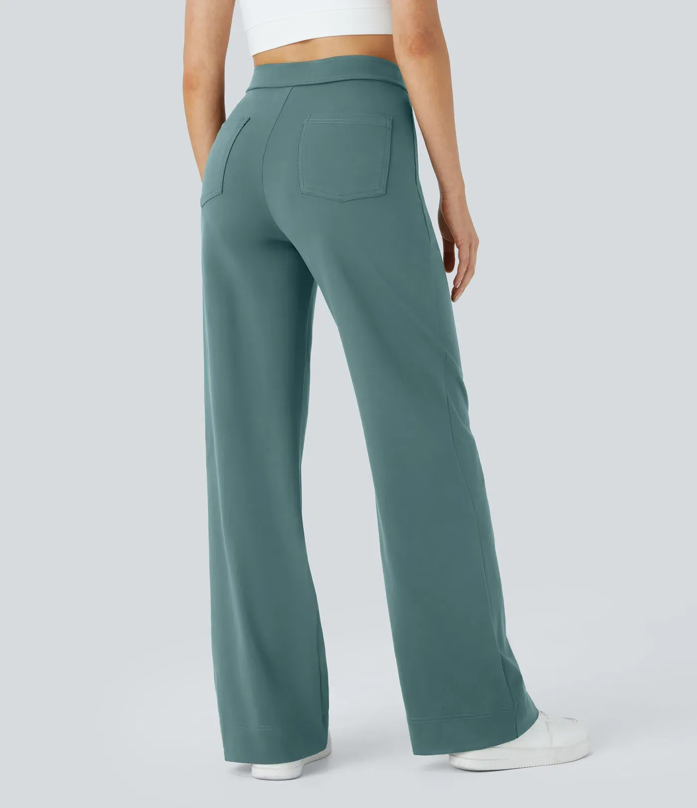 DayStretch High Waisted Pockets Straight Leg Casual Pants