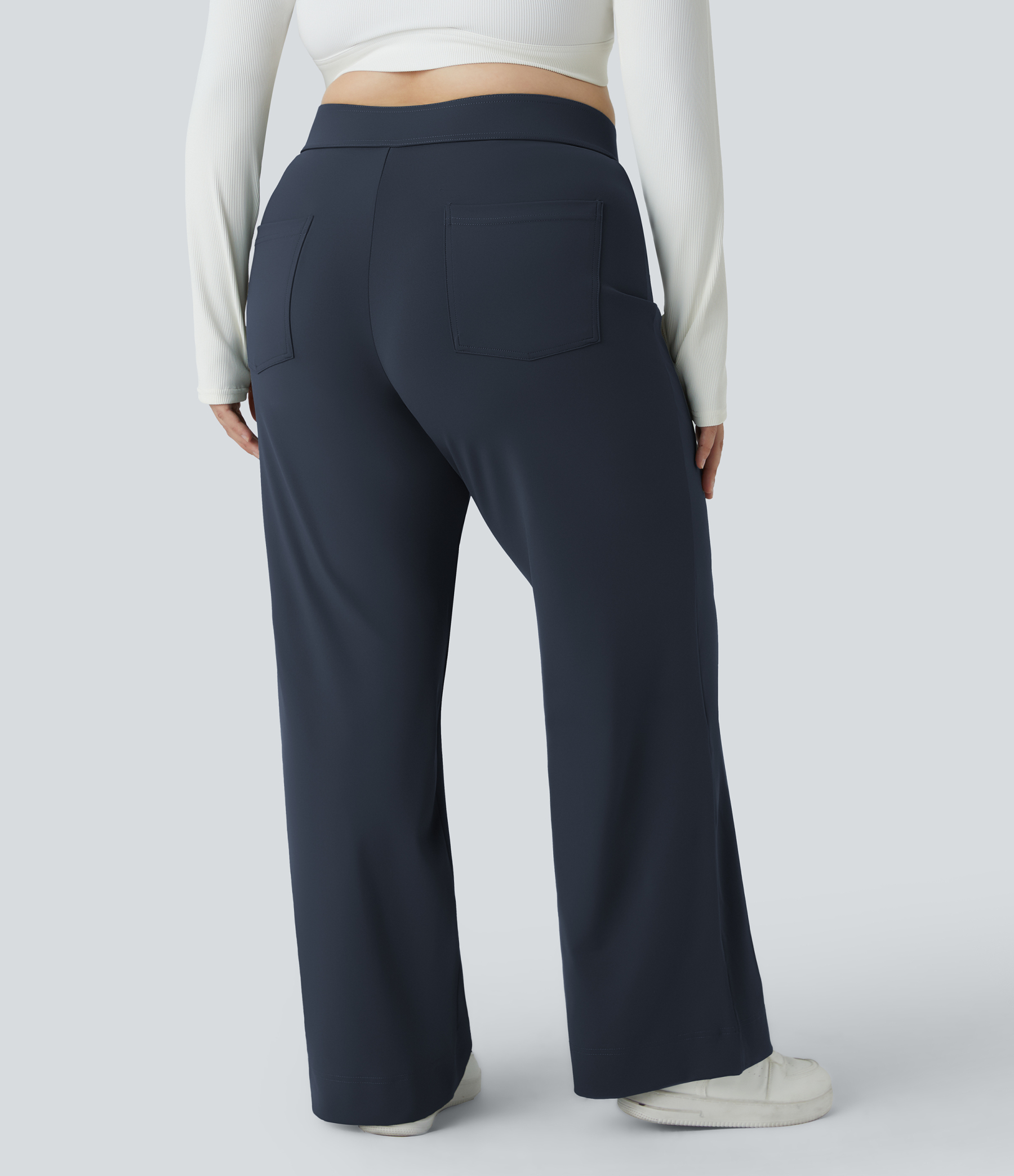 DayStretch High Waisted Pockets Straight Leg Casual Plus Size Pants