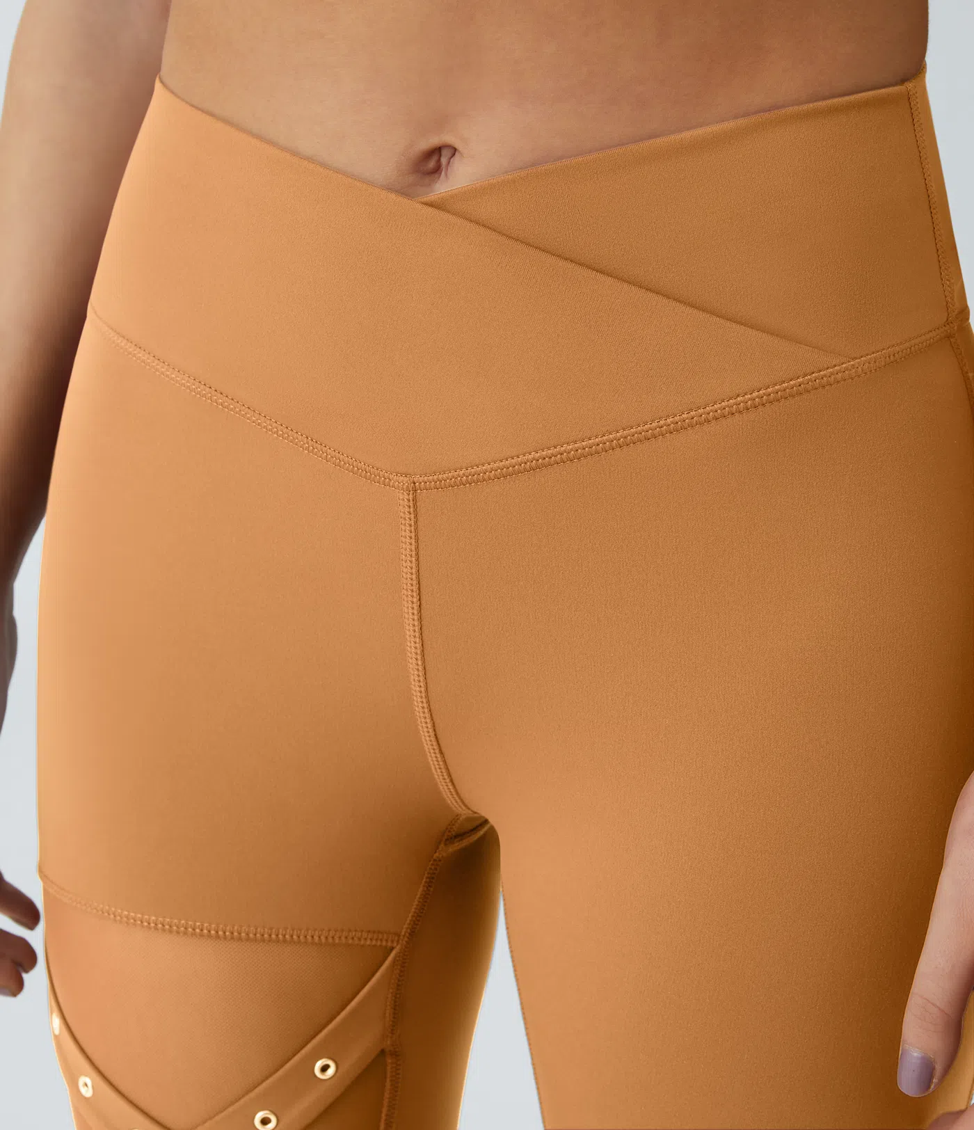 DayStretch High Waisted Crossover Contrast Mesh Decorative Buckle Yoga Leggings