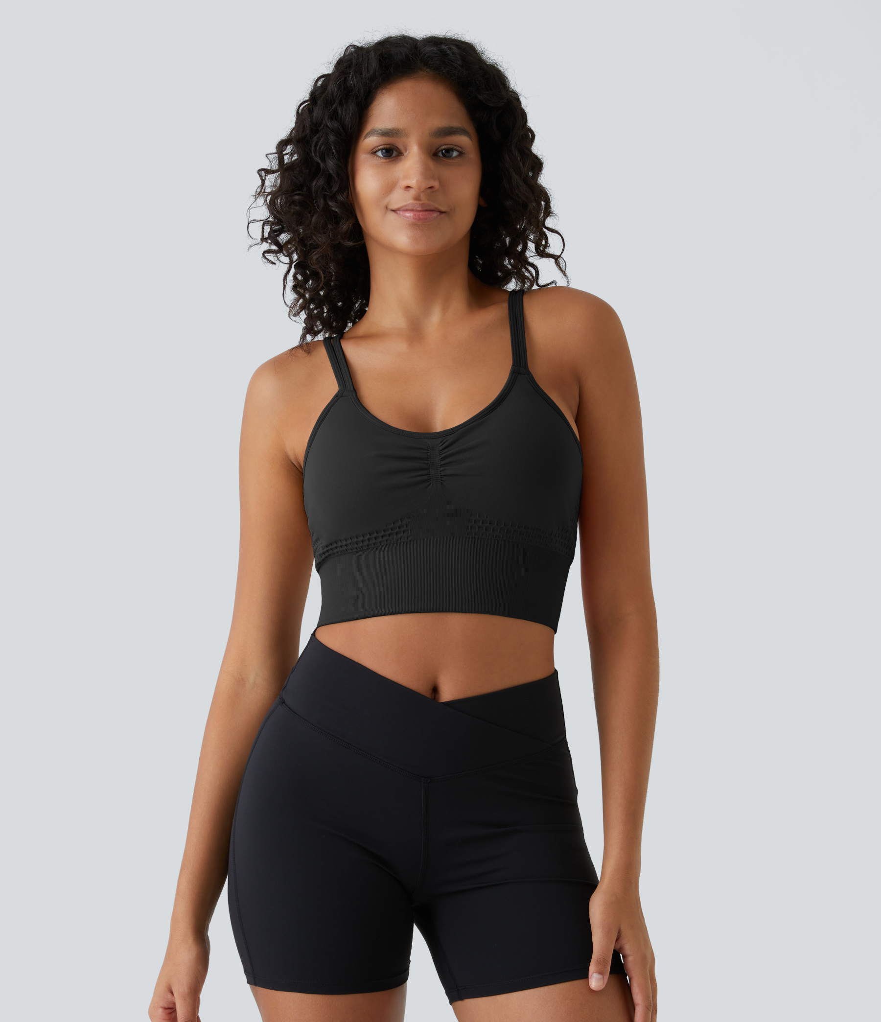 OneForm Seamless Flow Low Support Ruched Double Straps Sports Bra A-C Cups