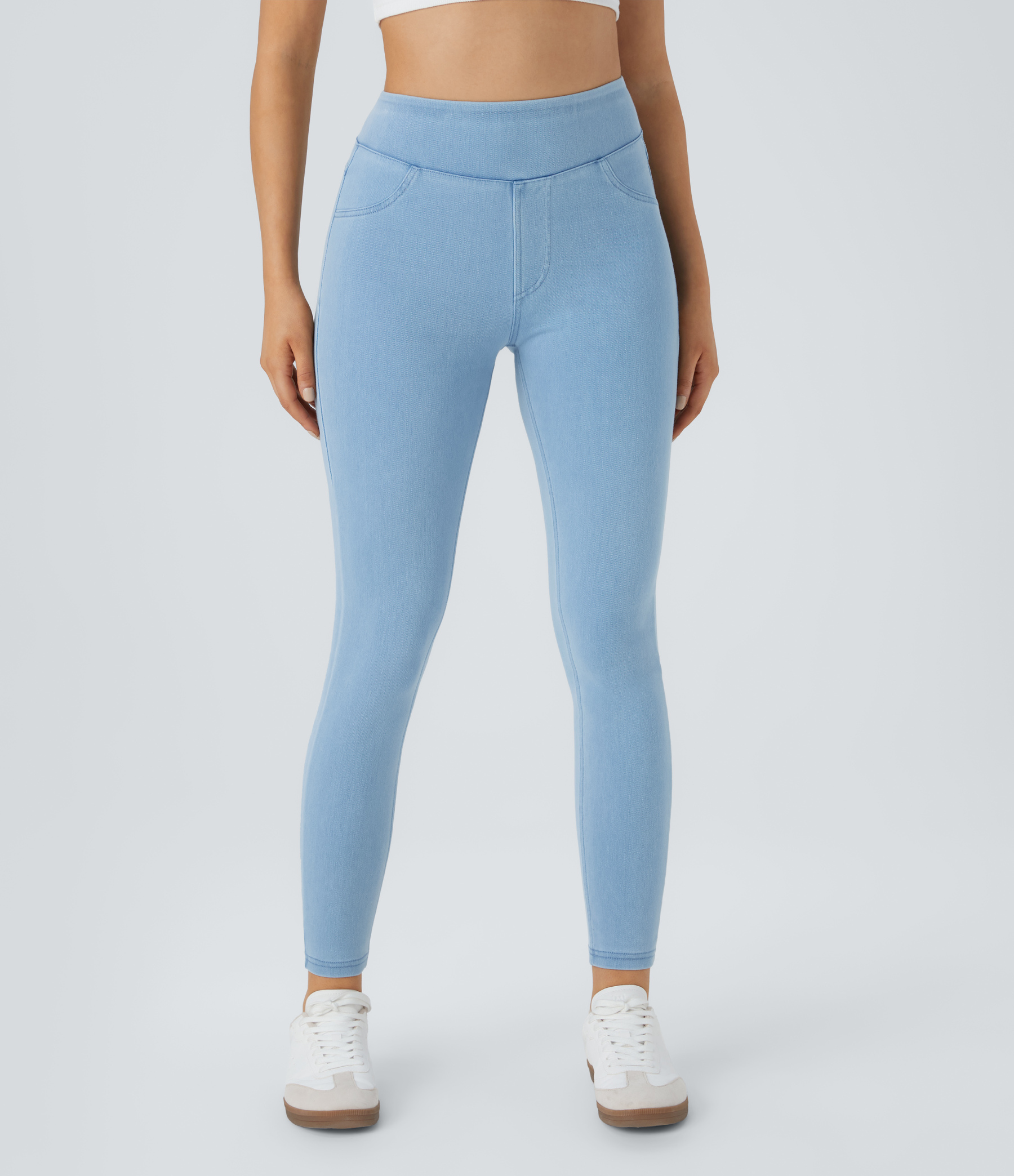 High Waisted Pocket Denim Casual Leggings