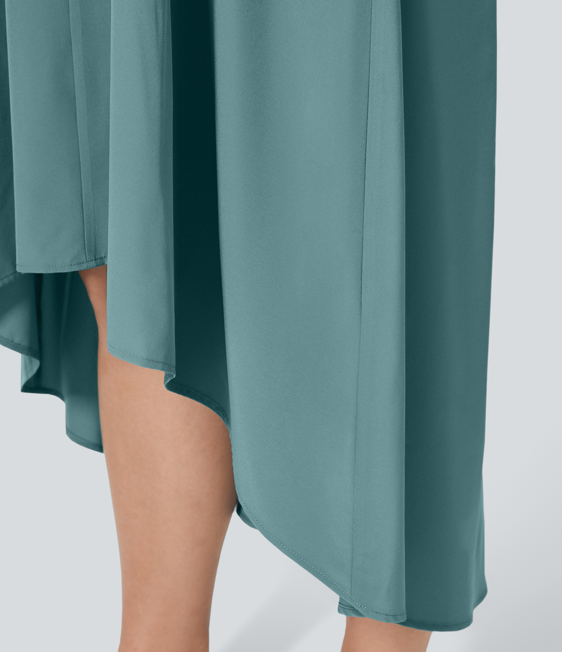 RacerPocket High Low Flowy Midi Quick Dry Casual Plus Size Dress