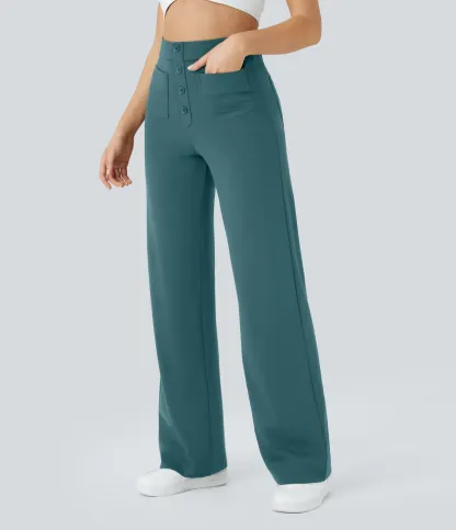 DayStretch High Waisted Pockets Straight Leg Casual Pants