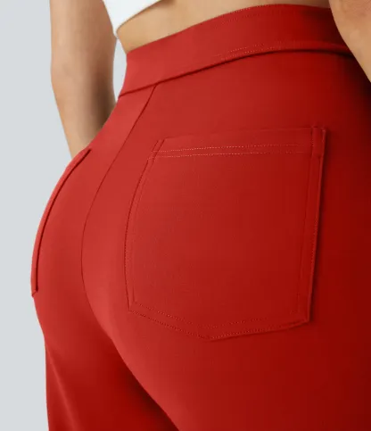 DayStretch High Waisted Pockets Straight Leg Casual Pants