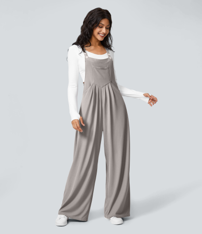 Pockets Waffle Casual Overalls