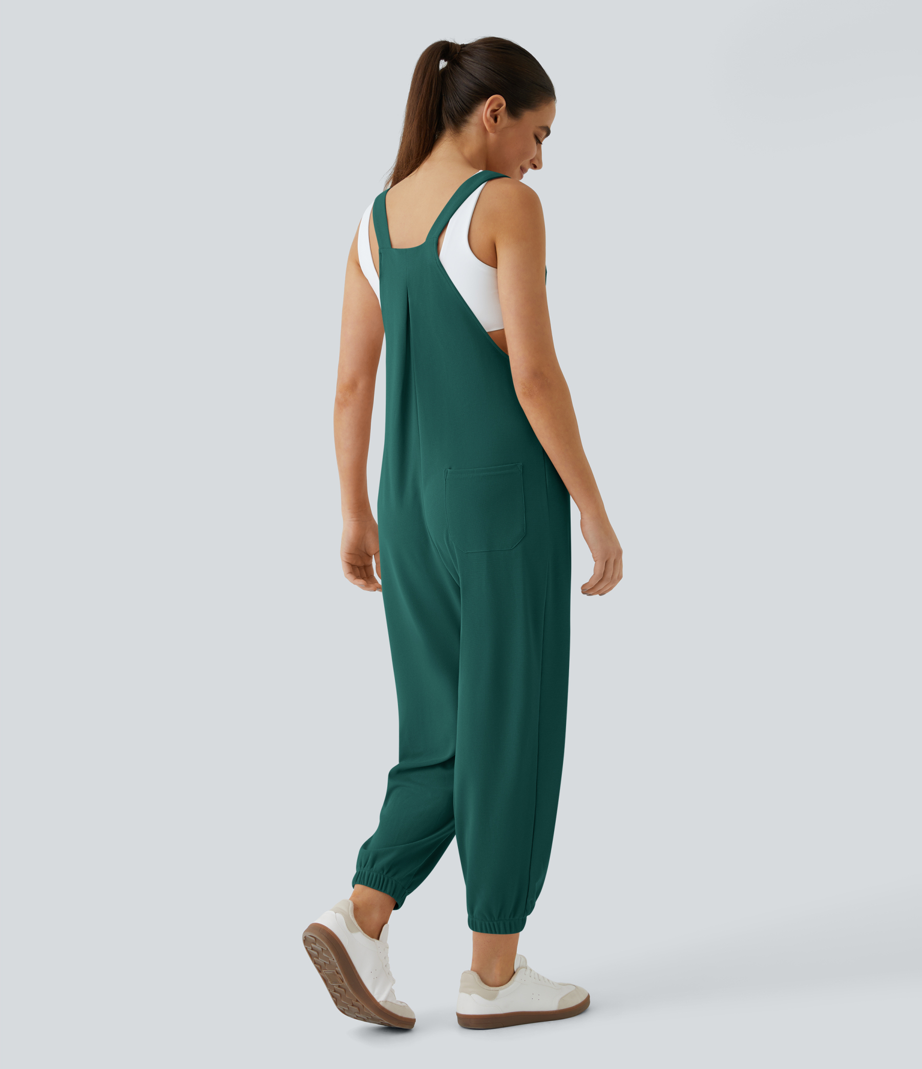 Pockets Waffle Casual Jogger Overalls