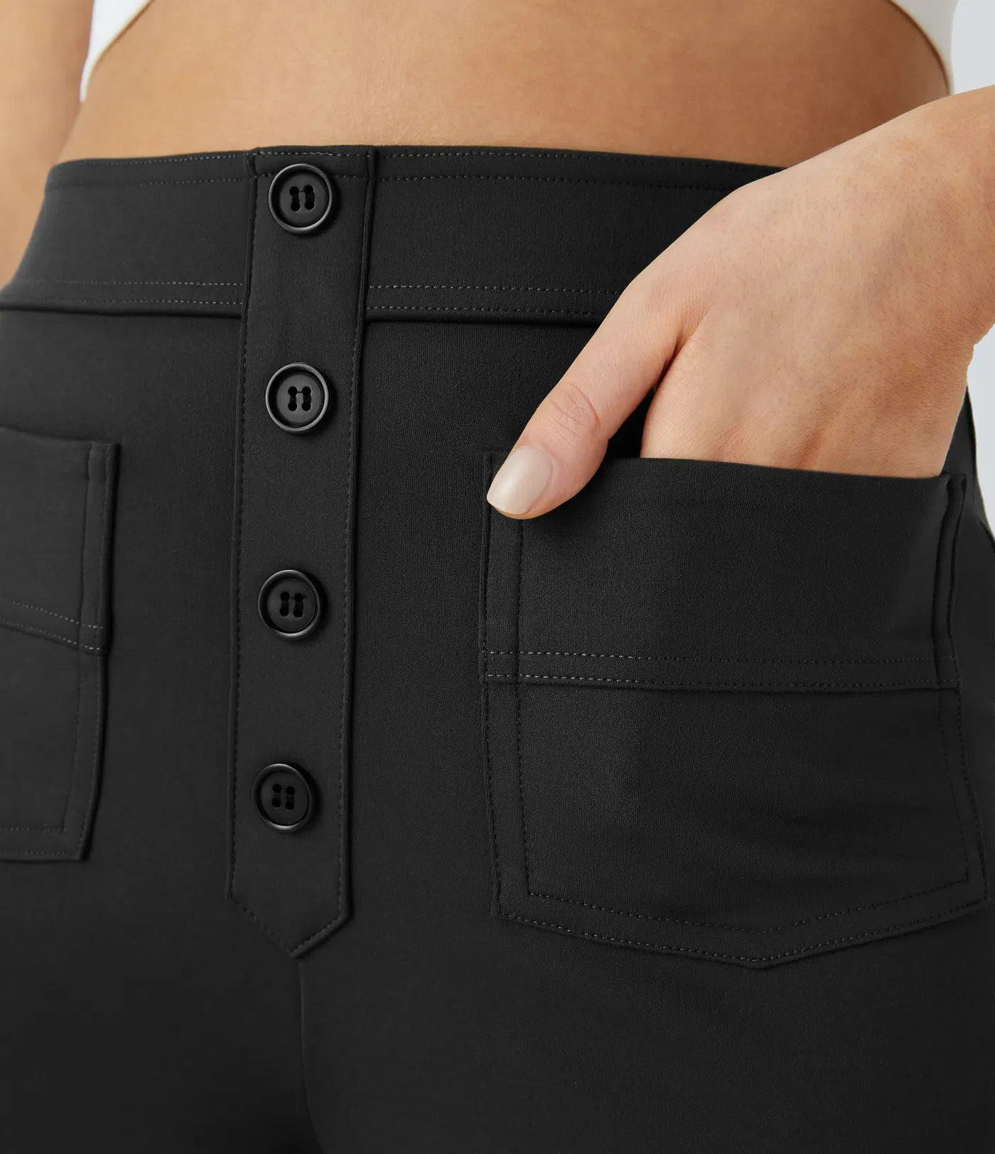 DayStretch High Waisted Pockets Straight Leg Casual Pants