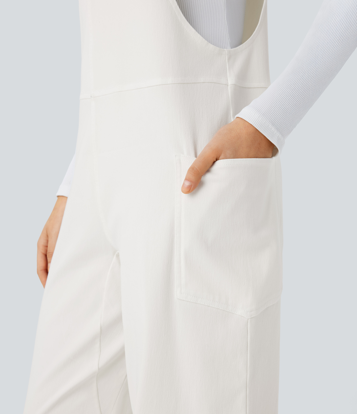 V Neck Pocket Washed Denim Casual Overalls