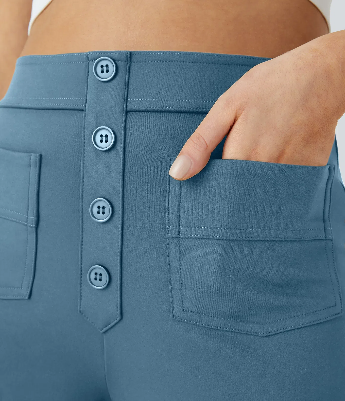 DayStretch High Waisted Pockets Straight Leg Casual Pants