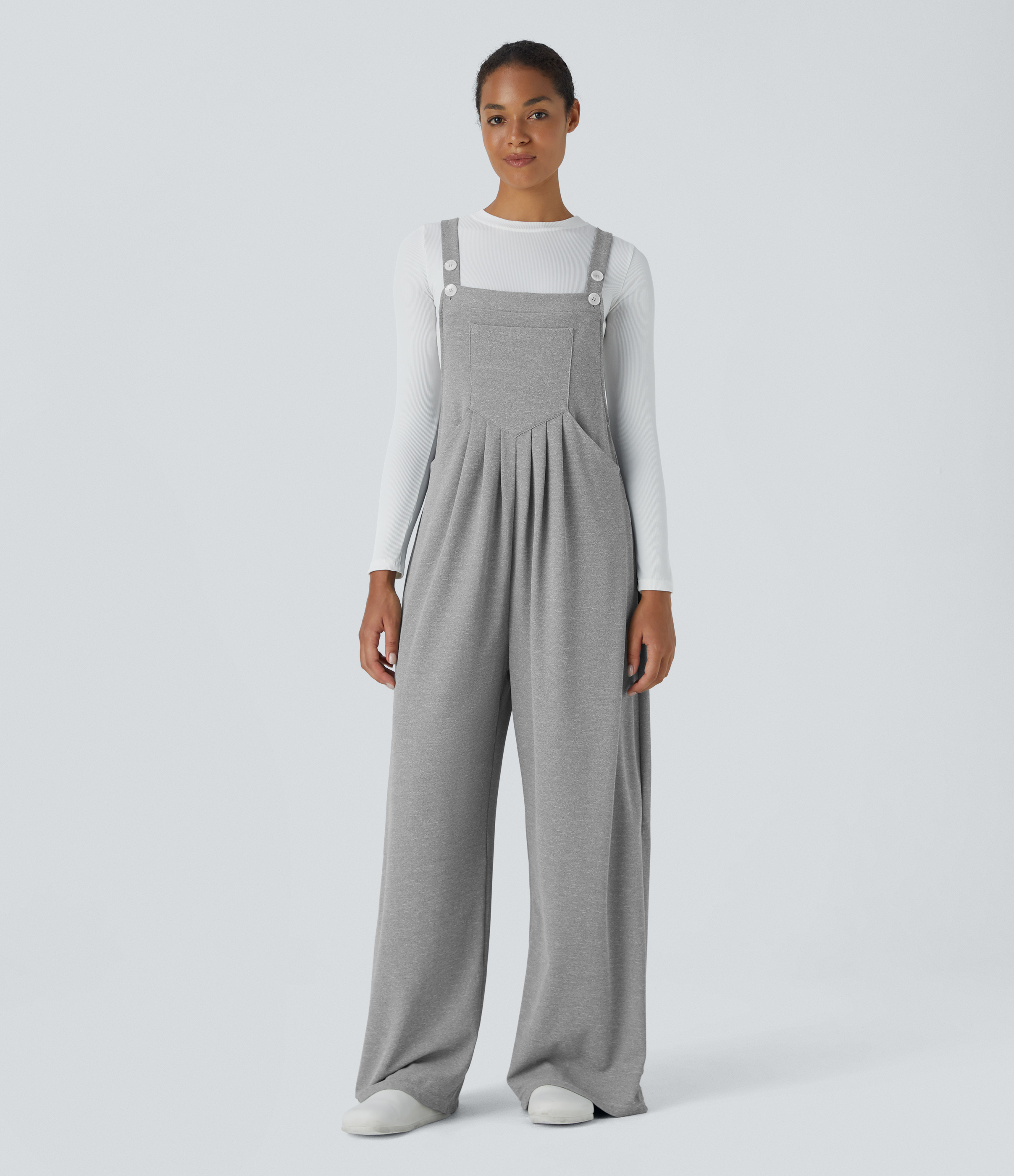 Pockets Waffle Casual Overalls