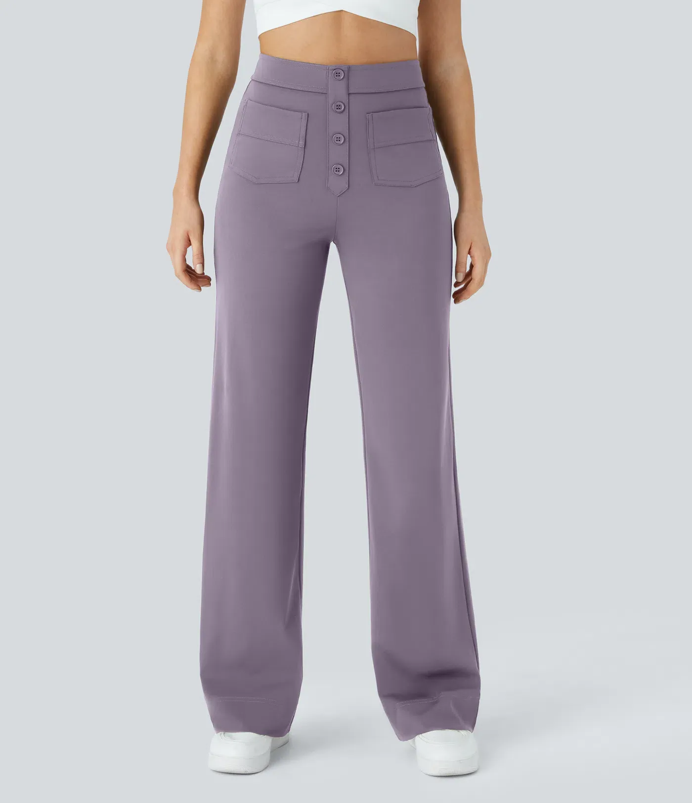 DayStretch High Waisted Pockets Straight Leg Casual Pants