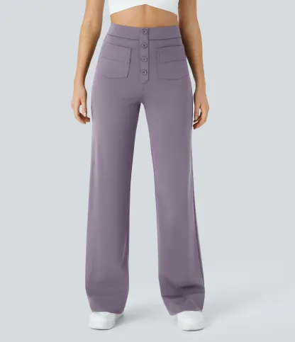 DayStretch High Waisted Pockets Straight Leg Casual Pants