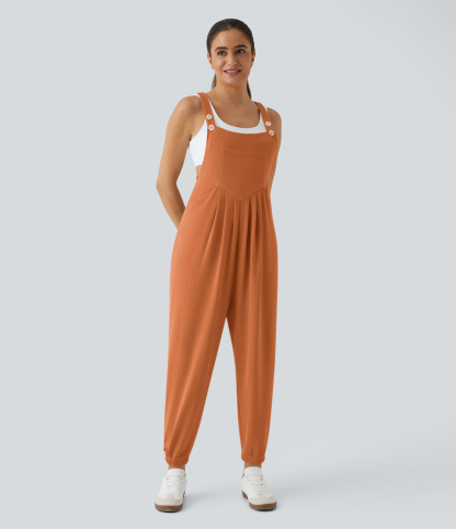 Pockets Waffle Casual Jogger Overalls