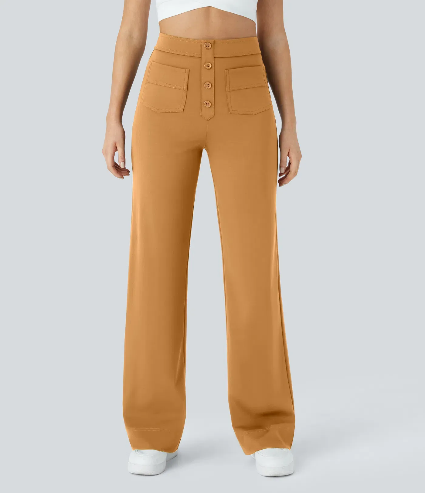 DayStretch High Waisted Pockets Straight Leg Casual Pants