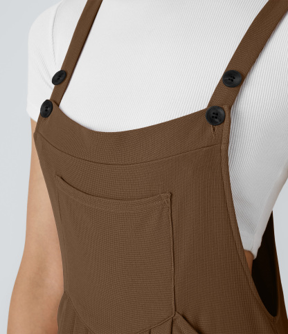 Pockets Waffle Casual Overalls