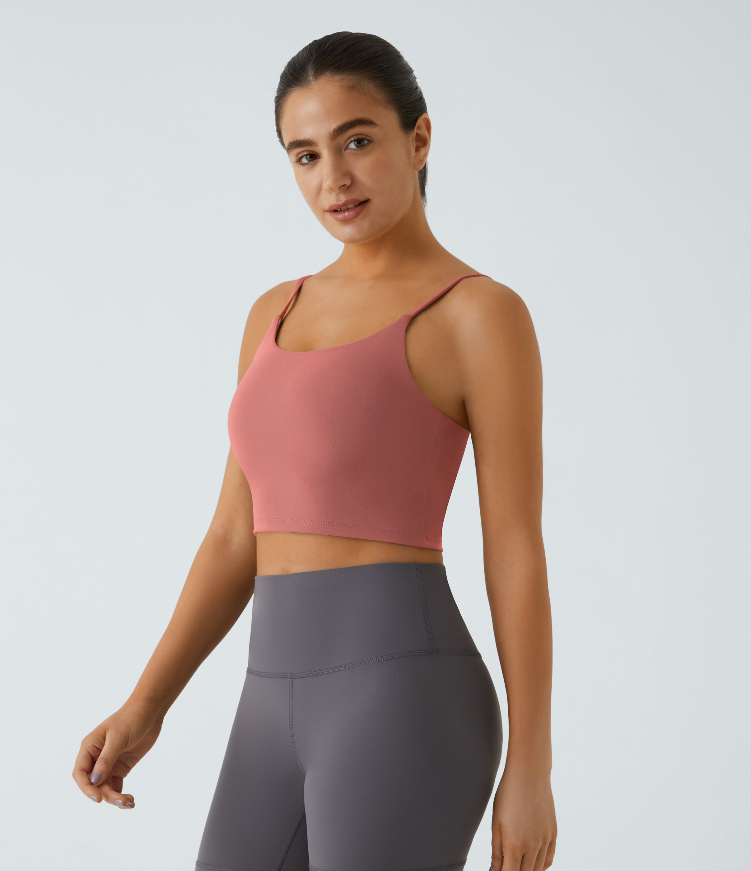 Basic Padded Workout Cropped Low Support Tank Top A-C Cups