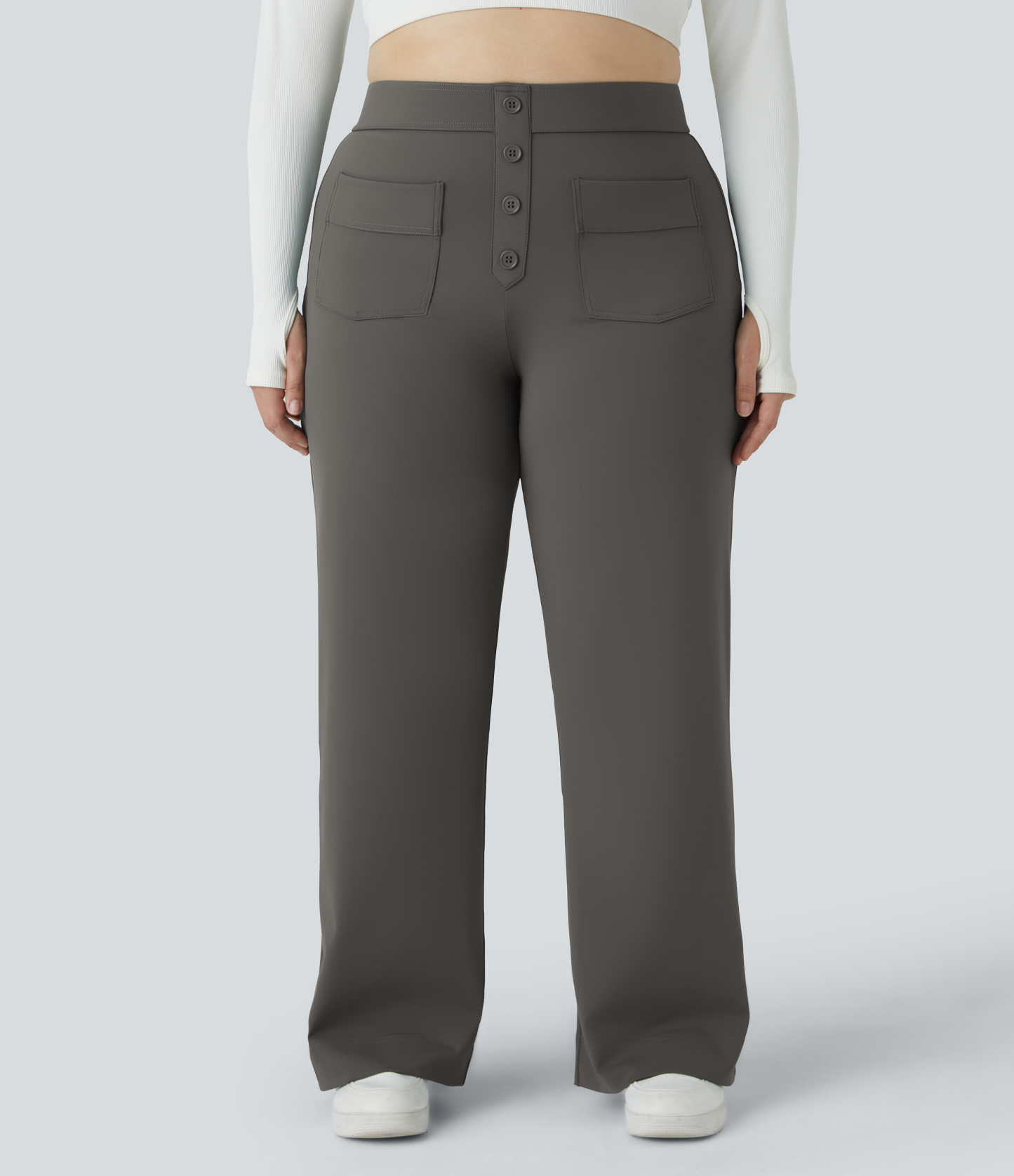 DayStretch High Waisted Pockets Straight Leg Casual Plus Size Pants