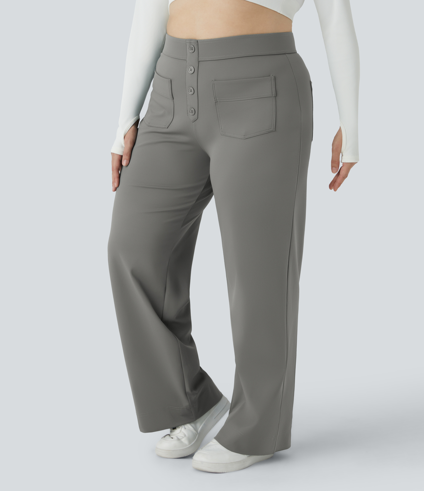 DayStretch High Waisted Pockets Straight Leg Casual Plus Size Pants