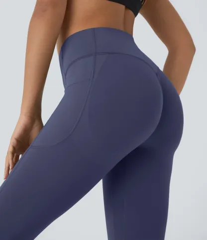 High Waisted Scrunch Butt Lifting Tummy Control Pocket Shaping Capri Training Leggings