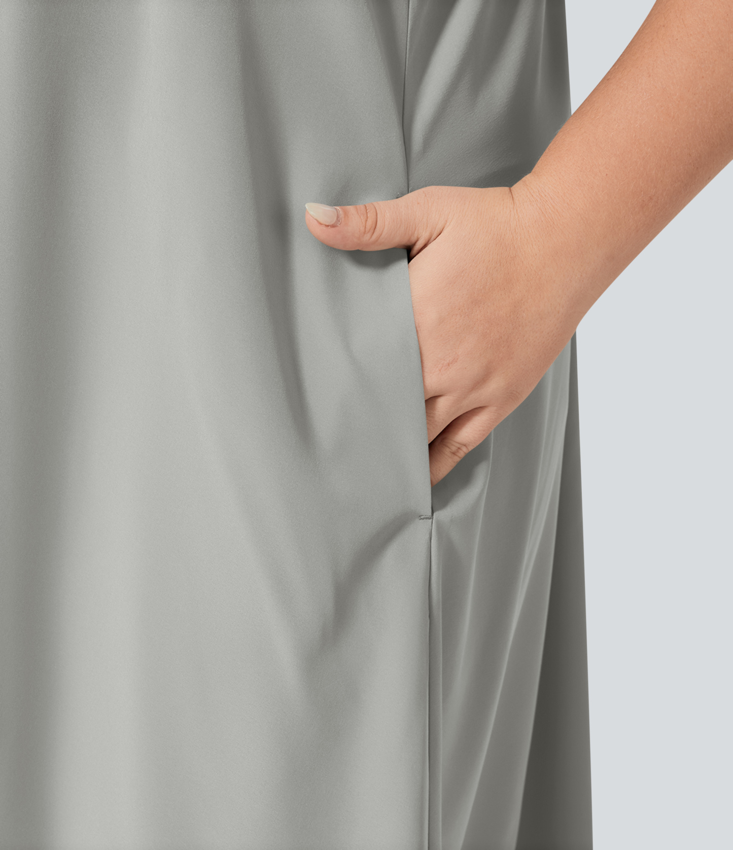 RacerPocket High Low Flowy Midi Quick Dry Casual Plus Size Dress