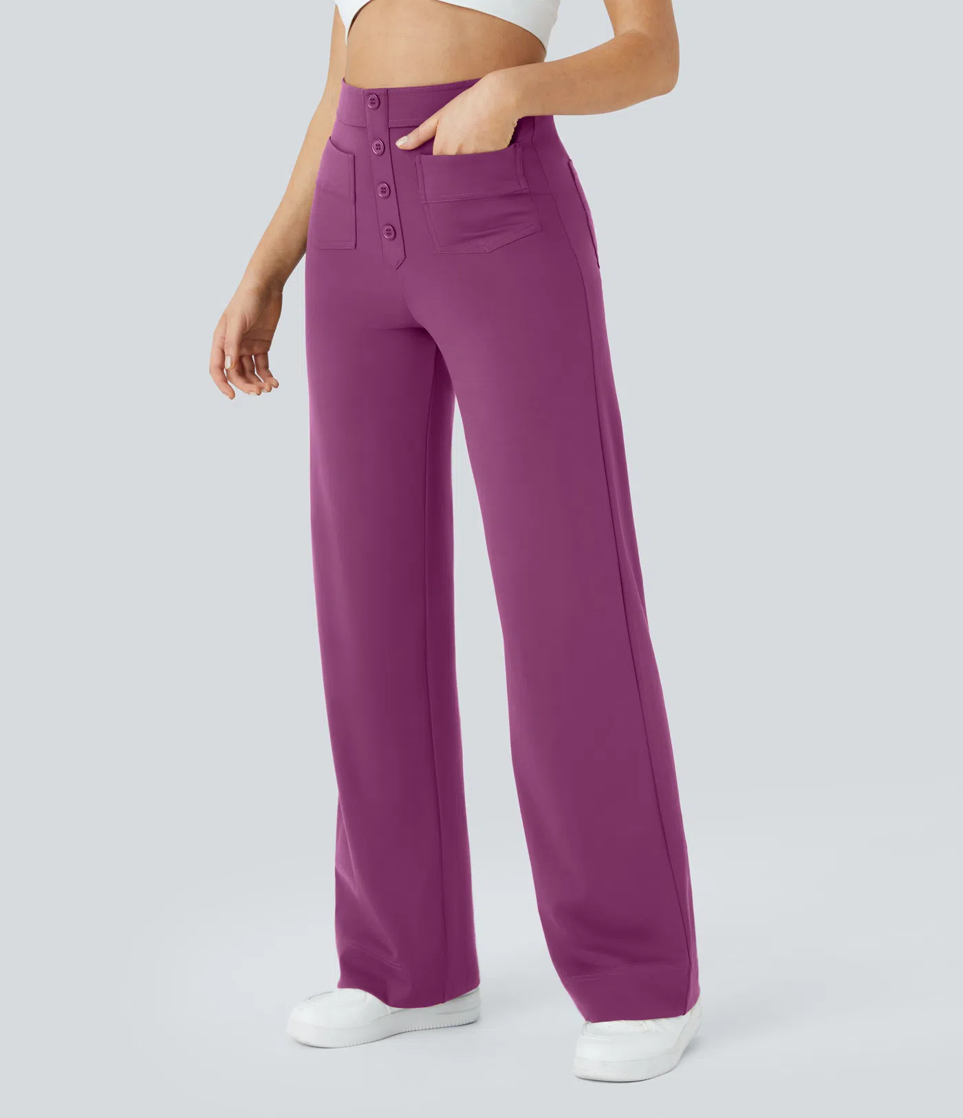 DayStretch High Waisted Pockets Straight Leg Casual Pants