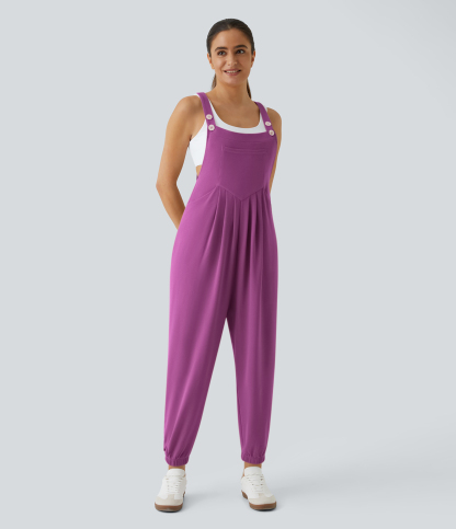 Pockets Waffle Casual Jogger Overalls