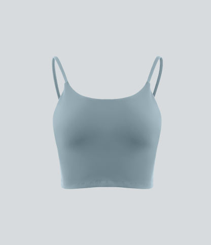 Basic Padded Workout Cropped Low Support Tank Top A-C Cups