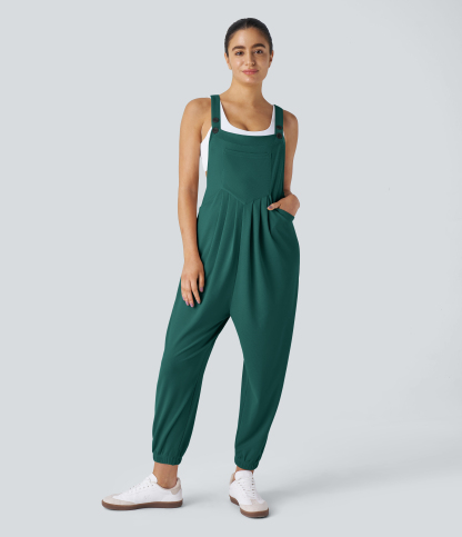 Pockets Waffle Casual Jogger Overalls
