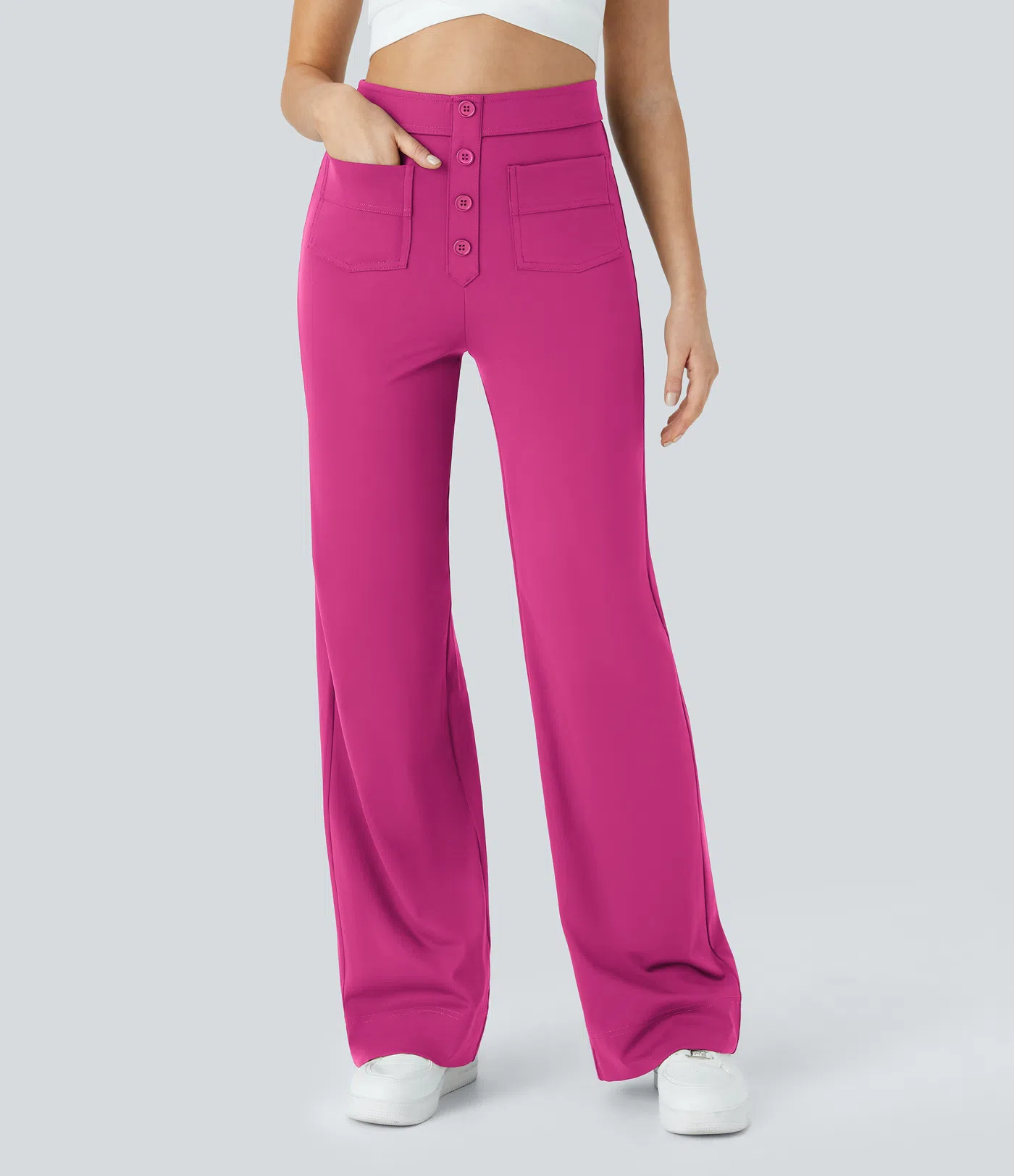 DayStretch High Waisted Pockets Straight Leg Casual Pants