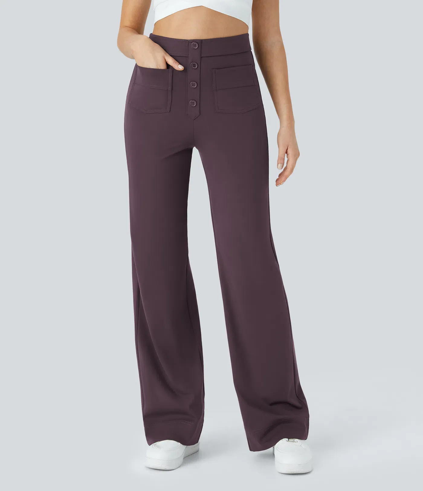 DayStretch High Waisted Pockets Straight Leg Casual Pants