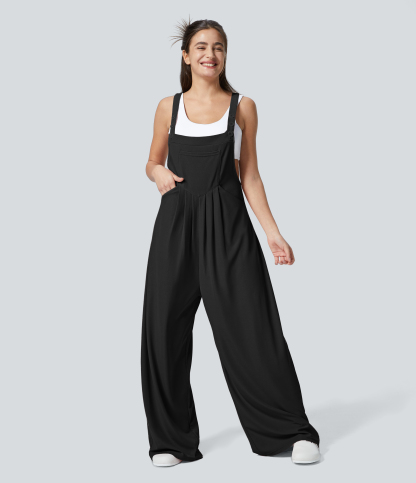 Pockets Waffle Casual Overalls