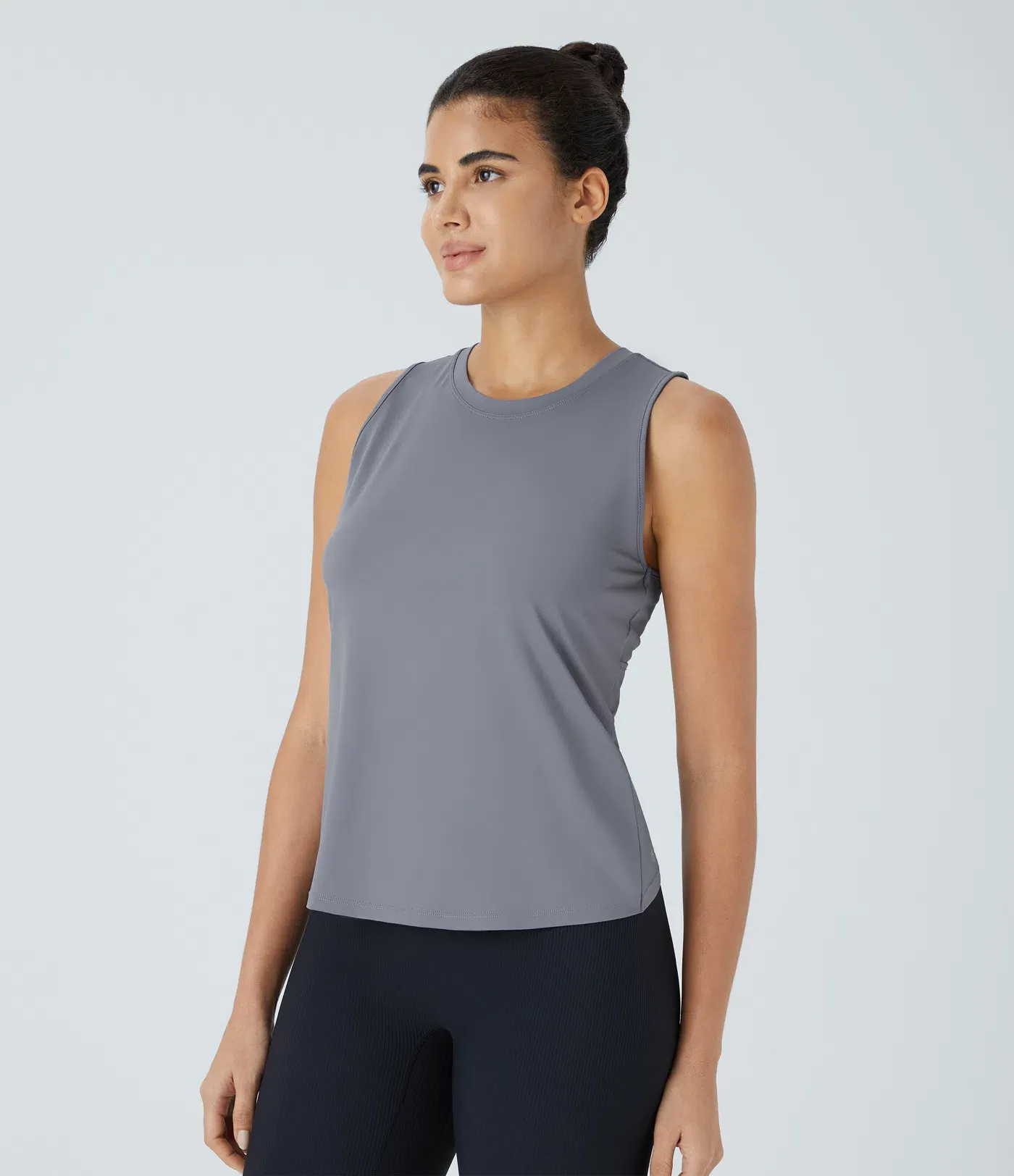 Hollow Cross Hem Solid Color Yoga Vest