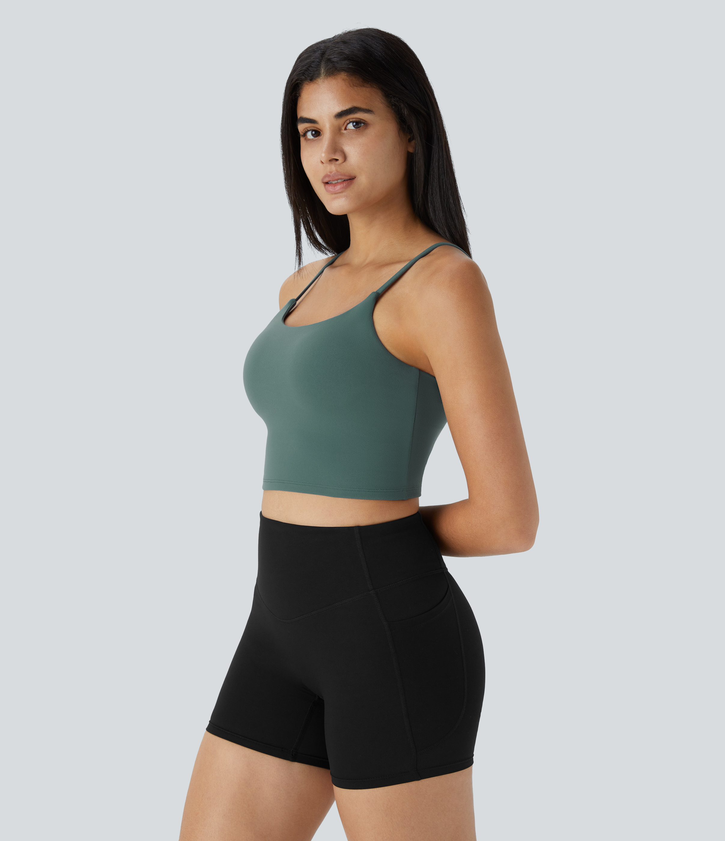 Basic Padded Workout Cropped Low Support Tank Top A-C Cups