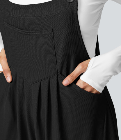 Pockets Waffle Casual Overalls