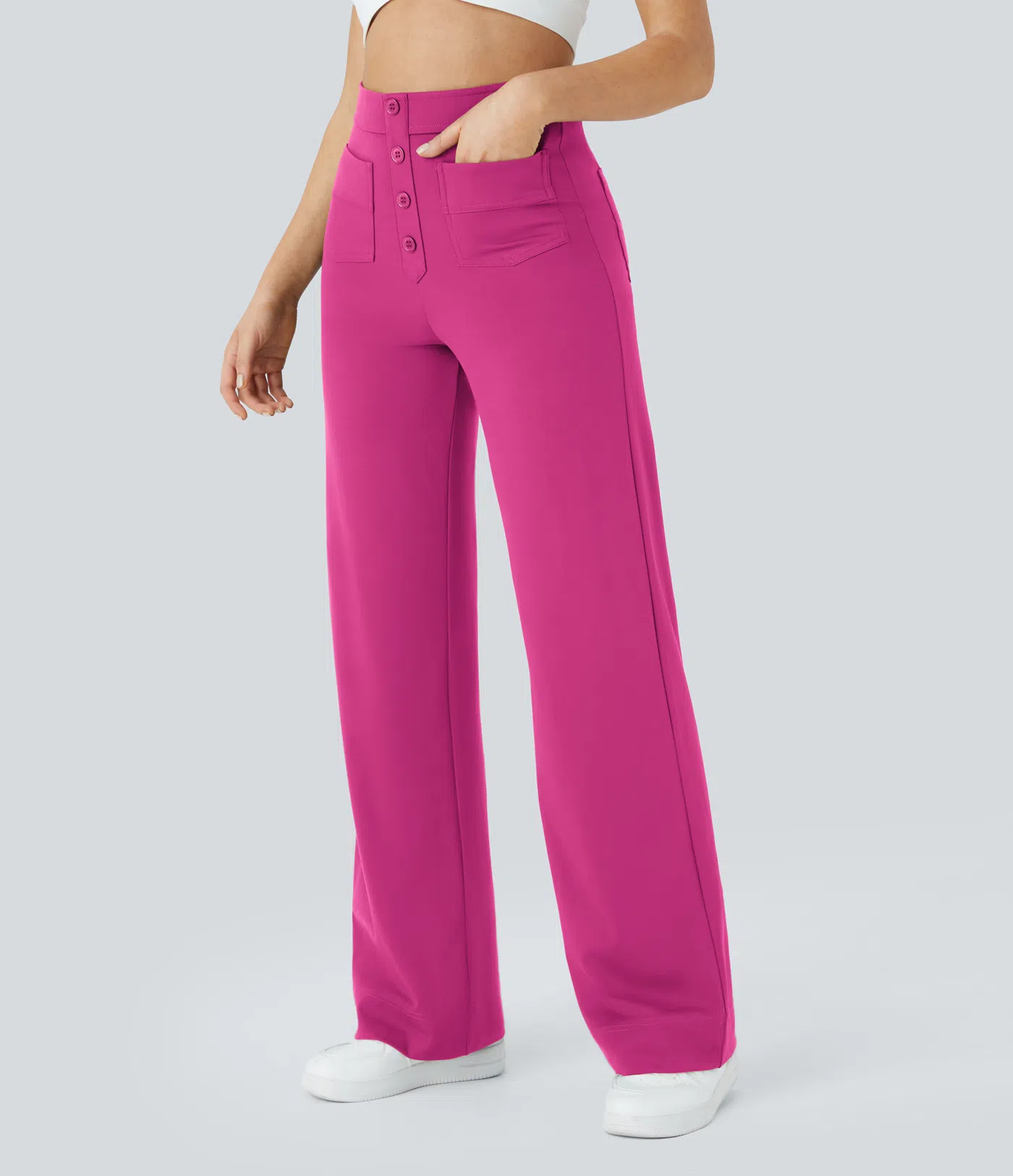 DayStretch High Waisted Pockets Straight Leg Casual Pants
