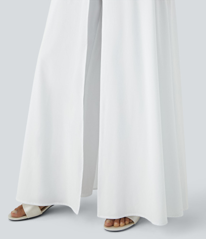 Zipper Sleeveless Pocket Contrast Quick Dry Jumpsuit