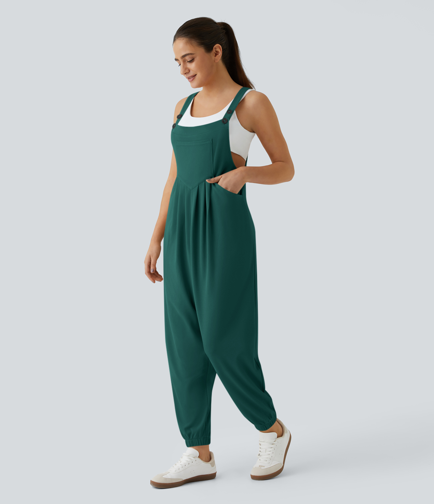 Pockets Waffle Casual Jogger Overalls