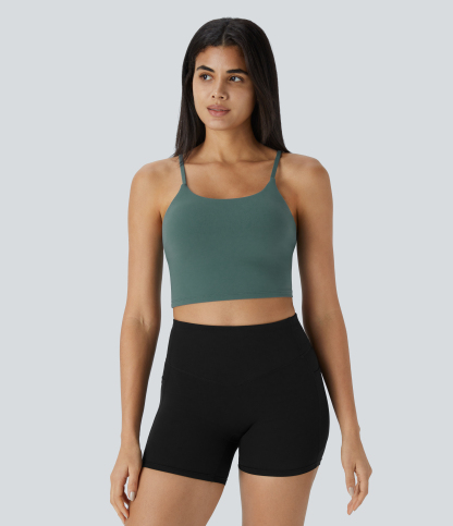 Basic Padded Workout Cropped Low Support Tank Top A-C Cups