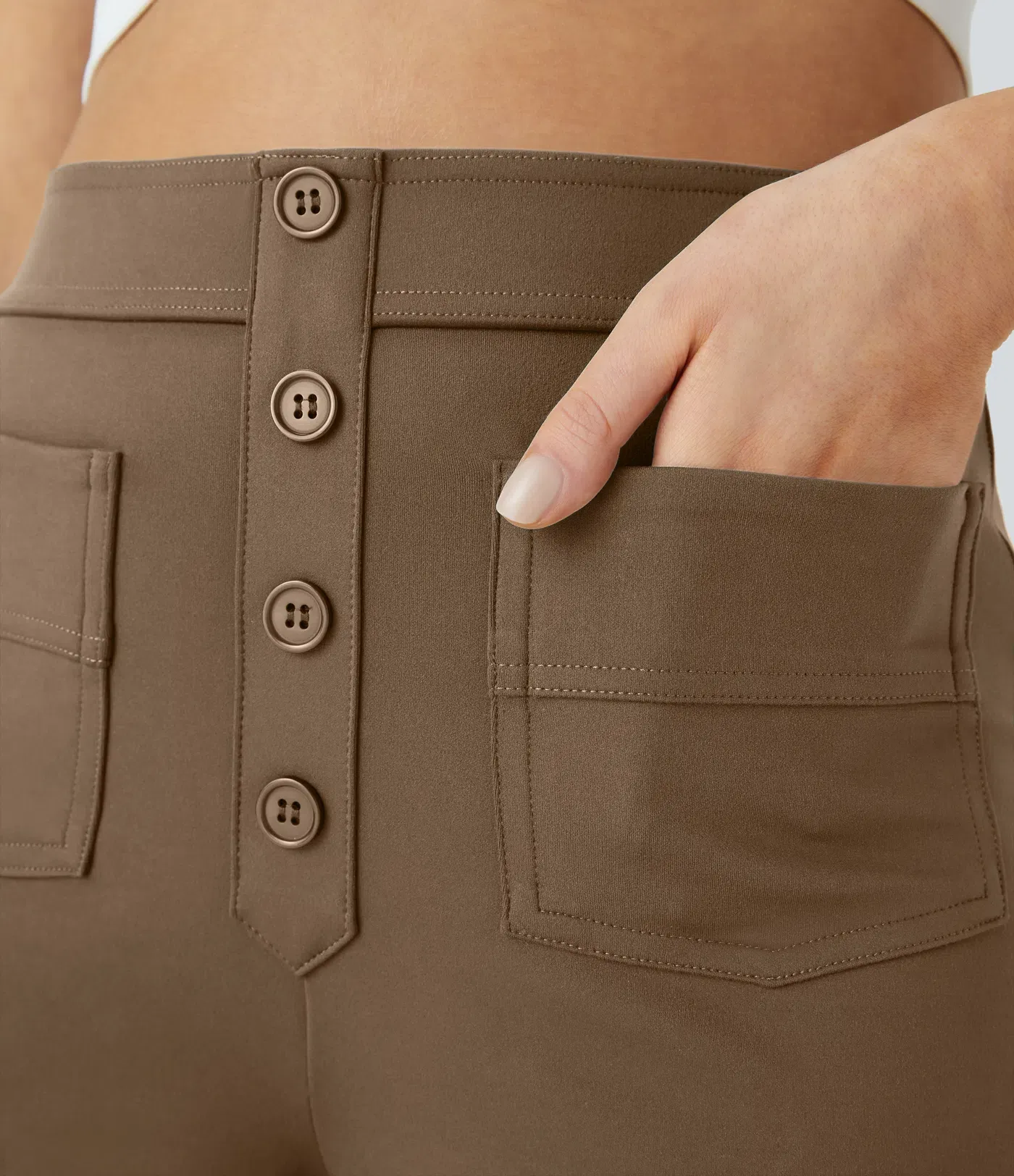 DayStretch High Waisted Pockets Straight Leg Casual Pants