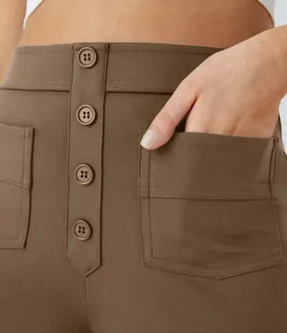 DayStretch High Waisted Pockets Straight Leg Casual Pants