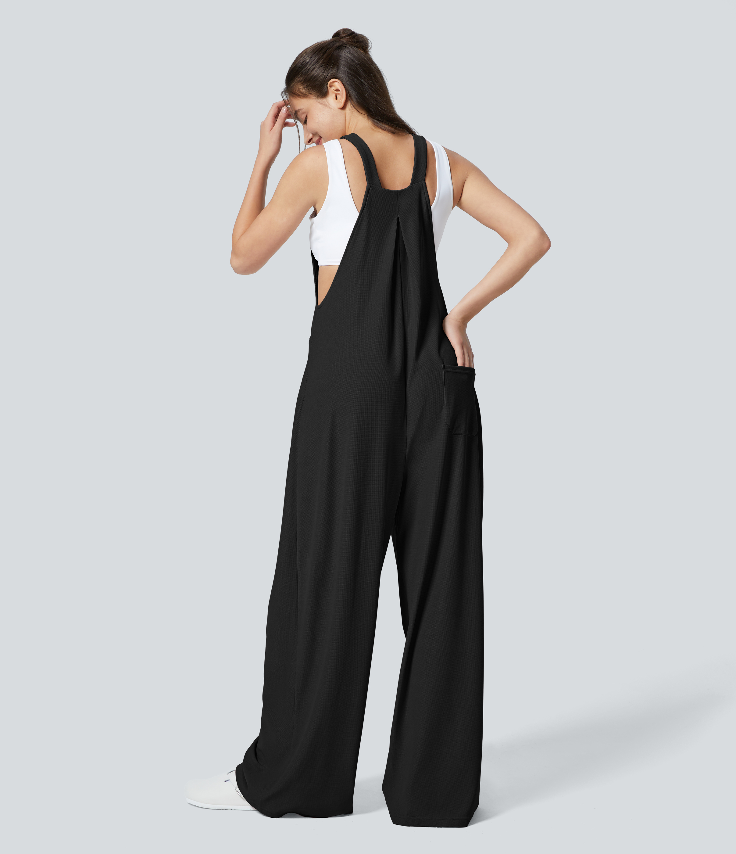 Pockets Waffle Casual Overalls